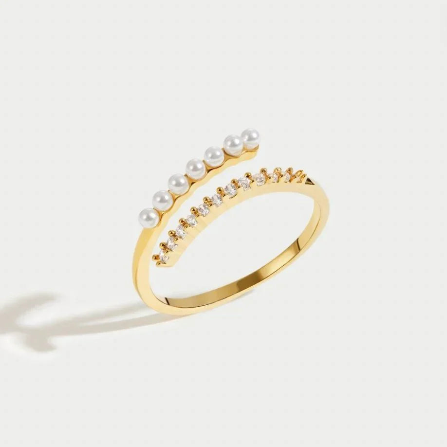 Virelle Pärla Kristall Öppen Ring | Guld