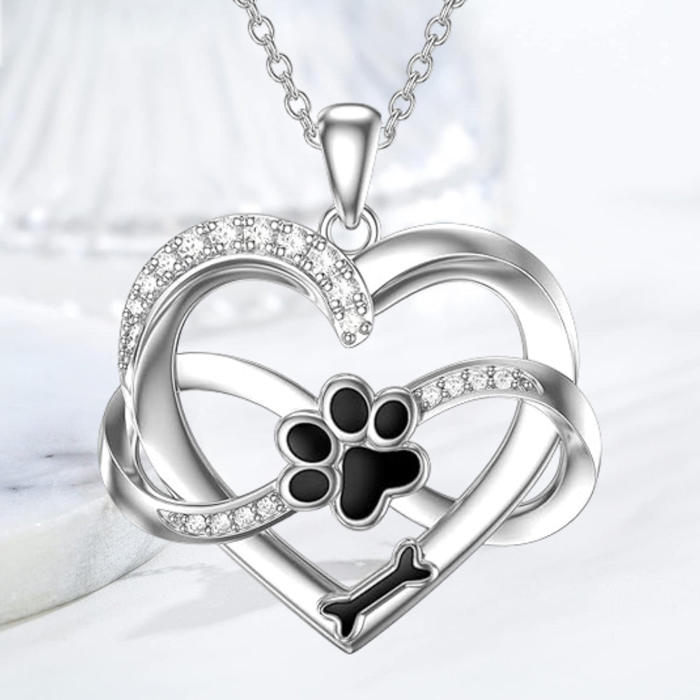 Infinity Halskette Mit Herz Pfote Aus 925er Silber Symbolischer Tierschmuck