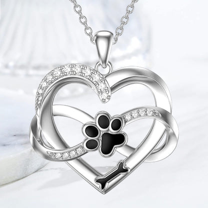 Infinity Halskette Mit Herz Pfote Aus 925er Silber Symbolischer Tierschmuck